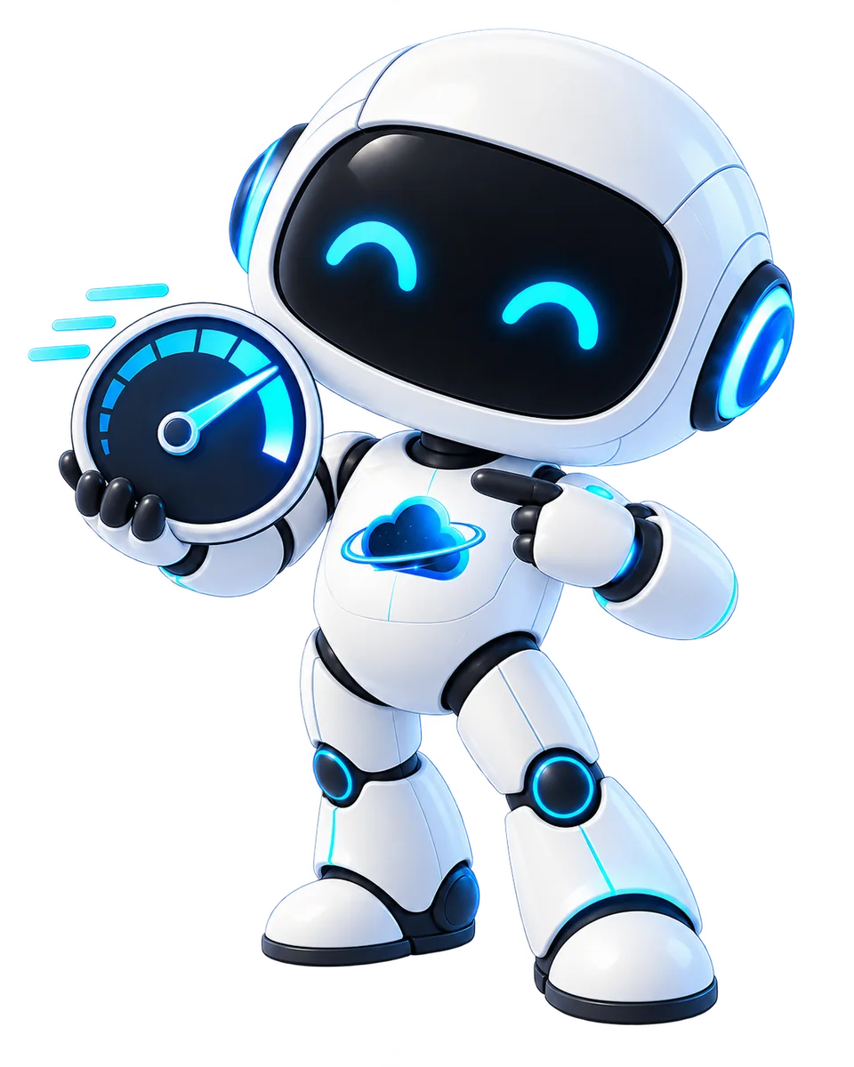 Robot de OdiseaCloud mostrando un indicador de velocidad